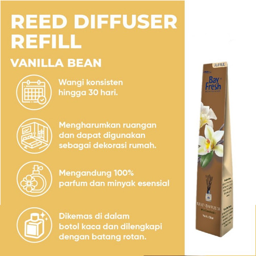 Bayfresh Reed Diffuser Pengharum Ruangan + Refill - Vanilla Bean