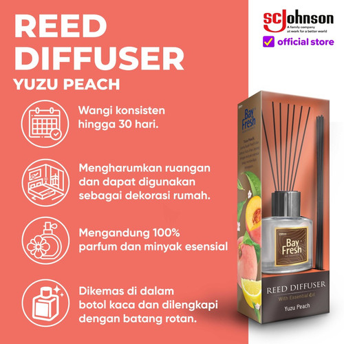 Bayfresh Reed Diffuser Pengharum Ruangan + Refill - Yuzu Peach