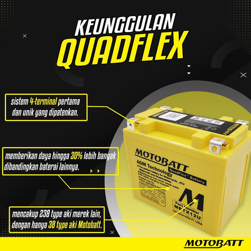 Aki Motor BMW GS 1200 RT MOTOBATT Quadflex MB51814 Aki Kering 12V 22Ah