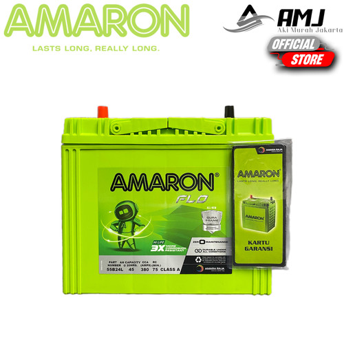 Amaron Flo Aki Mobil Suzuki Baleno Matic NS60L / 55B24L Aki Kering 12V / 45Ah
