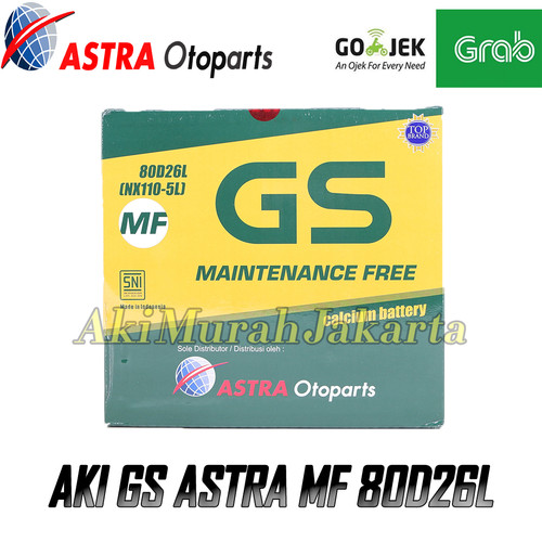 Aki Mobil Toyota Prado GS Astra 80d26l Aki Kering 12V / 70 Ah