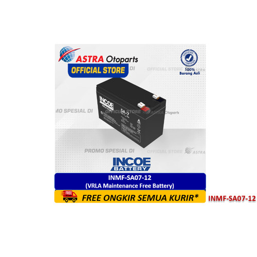 Baterai / Aki Deep Cycle INMF-SA07-12 (7 Ah - 12 Volt) Merk INCOE - untuk UPS, CCTV, Emergency Lamp, Lift, Mainan Anak, mesin pertanian dan lainnya (VRLA Maintenance Free Battery)