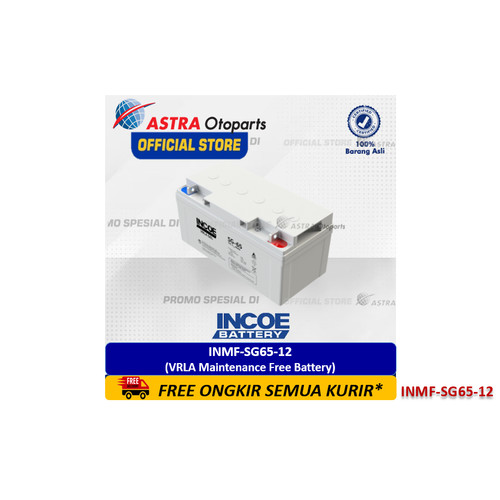 Baterai / Aki Deep Cycle GEL INMF-SG65-12 (65 Ah - 12 Volt) Merk INCOE - untuk Solar Panel, CCTV, Emergency Lamp, UPS System, Lampu Penerangan Jalan, Sistem Perkapalan dan lainnya (VRLA Maintenance Free Battery)