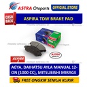 Brake Pad Aspira TDW untuk Mobil: AGYA, AYLA MANUAL 12-ON (1000 CC)