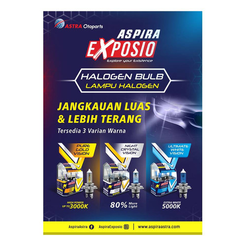 Lampu Halogen Aspira Exposio H11 12V55W NIGHT CRYSTAL VISION