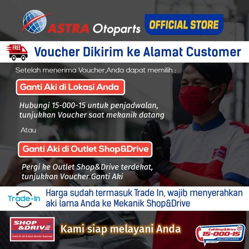 Voucher Aki GS ASTRA MF Calcium 105D31L Innova Pajero Free Jasa Ganti