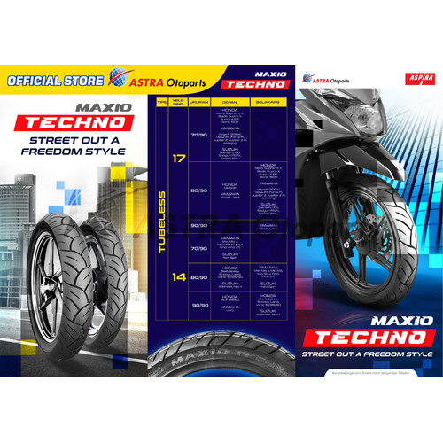 Ban Aspira Maxio Techno Tubeless 90/90-17 (15-90/9017-TECHNO)