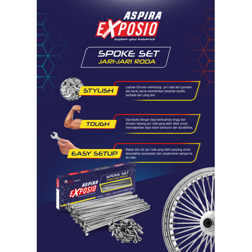 Spoke Set Chrome ASPIRA EXPOSIO Depan Motor Mio, Mio J