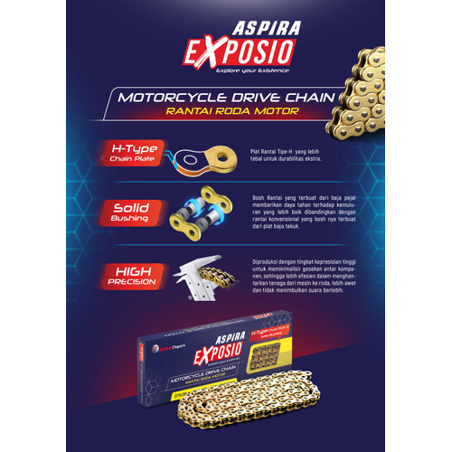 Rantai Motor Gold ASPIRA EXPOSIO Supra, Jupiter, Shogun, RX KING, dll