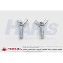 Wing Bolt M10 x 30 - P1.50, putih (Baut Kuping / Kupu-kupu) ECERAN