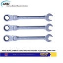 Paket Bundling 3Pcs kunci Ring pas Ratchet Flexible 10,12,14mm American Tool