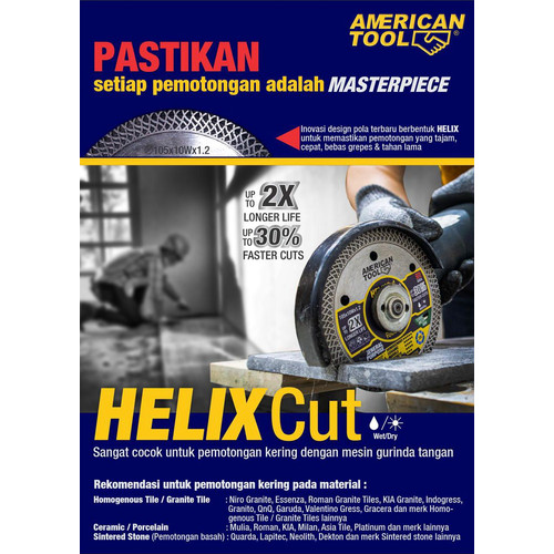 Diamond Wheel American Tool 4" (105 x 1.2mm) HelixCut Mata Pisau Potong Kering 8959359