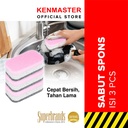 Kenmaster Busa Scrub Cuci Piring KM - 93 ISI 3 PCS / Busa Spons Cuci Piring / Scrub Sponge / Sabut Spons - BUSA053