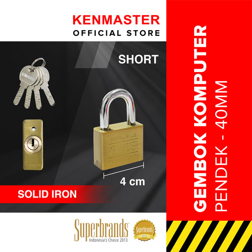 Kenmaster Gembok Komputer Pendek 40MM CK-40S KEY S / Gembok Komputer Key Kuning / Gembok Leher Pendek / Gembok Anti Maling- GBCO009