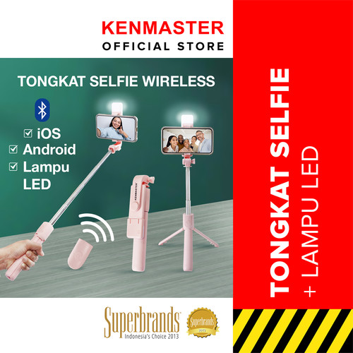 Kenmaster Tongkat Selfie KM-F210 S + LAMPU LED / Tongsis Bluetooth / Selfie Stick Tripod Stand - OL104