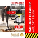 Kenmaster Vacuum Cleaner KM-360 Wet Blow & Dry - VACU013 / Penyedot Debu Basah & Kering Full Stainless