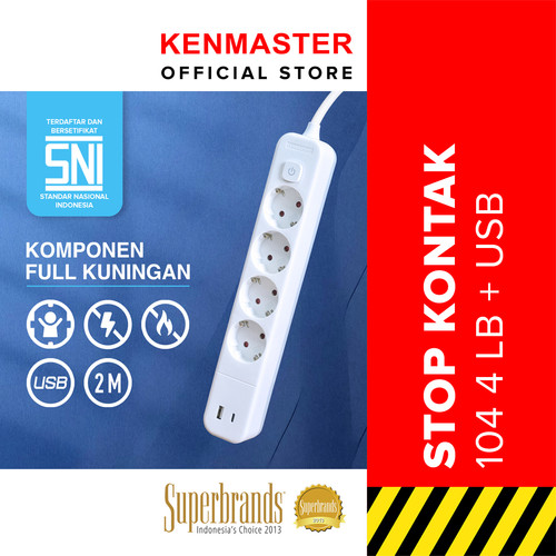 Kenmaster Stop Kontak 104 - 4 Lubang + USB Stopkontak Colokan Listrik Colokan / Colokan Kabel Listrik