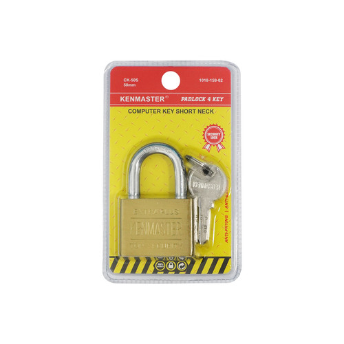 Kenmaster Gembok Komputer Pendek 50MM CK-50S KEY S / Gembok Komputer Key Kuning / Gembok Leher Pendek / Gembok Anti Maling- GBCO010