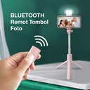 Kenmaster Tongkat Selfie KM-F210 S + LAMPU LED / Tongsis Bluetooth / Selfie Stick Tripod Stand - OL104