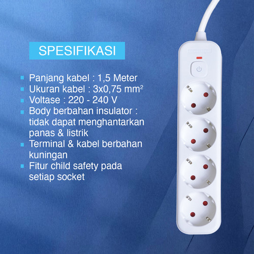 Kenmaster Stop Kontak 4 Lubang 104 Overheat Stopkontak Colokan Listrik