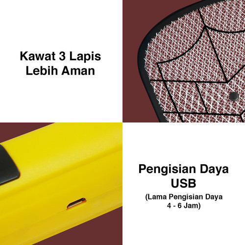 Kenmaster Raket Nyamuk Charger KM-605 / Raket Serangga Rechargeable / Raket Lalat - Mosquito - Pembasmi Serangga - MOSQ030