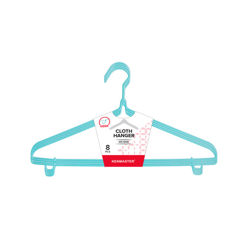 Kenmaster Gantungan Baju + Hook isi 8 Pcs  / Hanger KM-1668 Dengan Cantolan -1 Set - ISI 8 PCS - GANT098