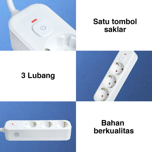 Kenmaster Stop Kontak - 103 - 3 Lubang Overheat Stopkontak Colokan Listrik