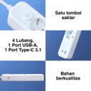 Kenmaster Stop Kontak 104 - 4 Lubang + USB Stopkontak Colokan Listrik Colokan / Colokan Kabel Listrik