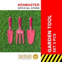 Kenmaster Alat Kebun - Garden Tools 3 Pcs - Pink / Sekop Berkebun / Skop Berkebun / Garpu Berkebun / Garukan Berkebun / Alat Berkebun
