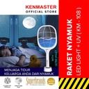 Kenmaster Raket Nyamuk 2 IN KM-108 + Lampu LED + UV / Raket Serangga / Raket Lalat - Pembasmi Serangga - Mosquito - MOSQ028