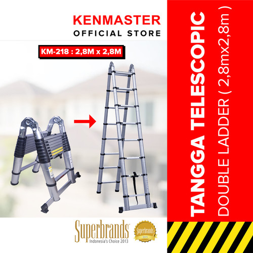 Tangga Teleskopik Tangga Telescopic Tangga Portable Double 2,8 + 2,8 KM218 Fiber Optic