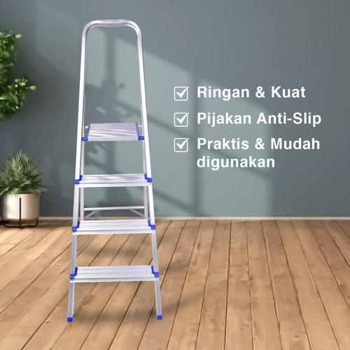 Kenmaster Tangga Lipat Tangga Rumah Tangga Pendek Tangga 4 Step Alumunium KM104 A