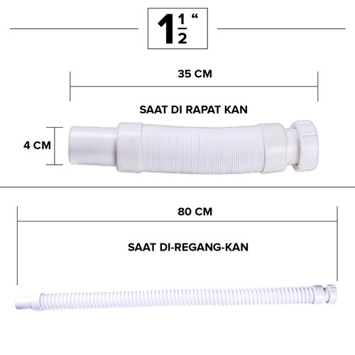 Kenmaster Selang BCP CESS 1,5 Inch + Head - SLNG131 / Selang Sink / Selang Afur / Selang Cuci Piring / Selang Wastafel / Selang Bak Cuci Piring