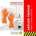 Kenmaster Sarung Tangan Karet Orange L (1 pasang) - Sarung Tangan Cuci Piring Household Rubber Gloves Sarung Tangan Latex