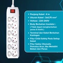Kenmaster Stop Kontak 6 Lubang F-66 6 4M Stopkontak Colokan Listrik Colokan Putih