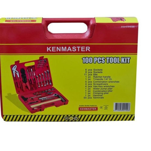Kenmaster Tool Kit Set 100 pcs N2 - RED / Kunci Sok Set / Kunci Peralatan / Toolkit Set / Tool Kit Perkakas / Tool Box / Toolbox - Kotak Peralatak