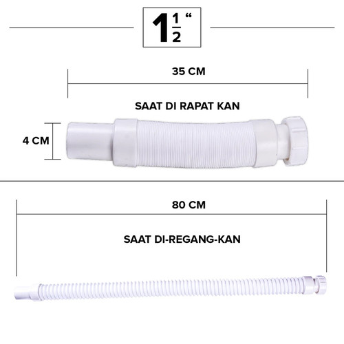Kenmaster Selang BCP CESS 1,5 Inch + Head - SLNG129 / Selang Sink / Selang Afur / Selang Cuci Piring / Selang Wastafel / Selang Bak Cuci Piring
