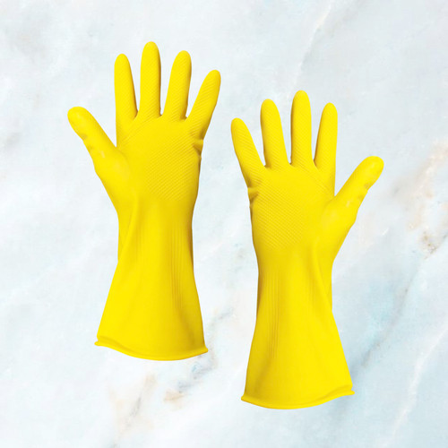 Kenmaster Sarung Tangan Karet Kuning XL (1 pasang) - Sarung Tangan Cuci Piring Household Rubber Gloves Sarung Tangan Latex