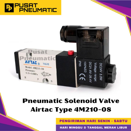 4M210-08 Pneumatic Solenoid Valve Namur Airtac 4M 210-08 Selenoid Valve Namur Actuator Switch Airtac 5/2 Way Single Coil Input Drat 1/4" Inch Type 4M 210 08