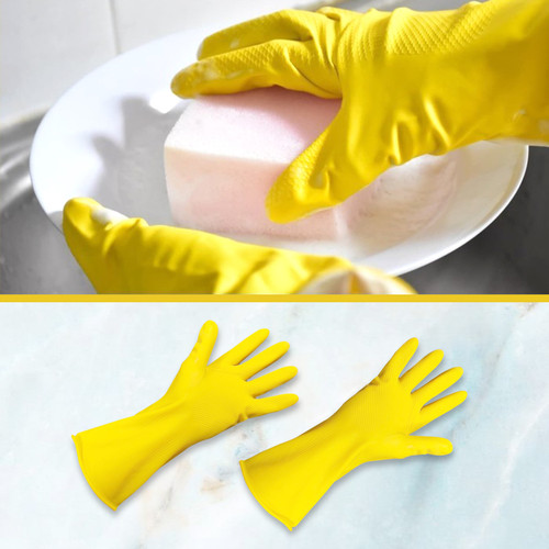 Kenmaster Sarung Tangan Karet Kuning XL (1 pasang) - Sarung Tangan Cuci Piring Household Rubber Gloves Sarung Tangan Latex