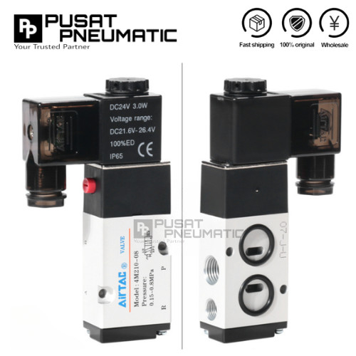 4M210-08 Pneumatic Solenoid Valve Namur Airtac 4M 210-08 Selenoid Valve Namur Actuator Switch Airtac 5/2 Way Single Coil Input Drat 1/4" Inch Type 4M 210 08