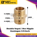 3/8" Male Thread Straight Fitting Connector Double Nepel Brass Hex Nipple Drat Luar Kuningan Size 3/8 x 3/8 Inch