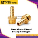 1/2" x 1/4" Male Thread Straight Fitting Connector Hose Nepel Brass Nipple Selang Drat Luar Kuningan Drat 1/2 x Hose 1/4 Inch