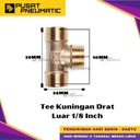 1/8" Male Thread Tee Fitting Connector 3 Way Brass Nipple Tee Drat Luar Kuningan Size 1/8 x 1/8 x 1/8 Inch