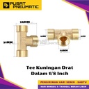 1/8" Female Thread Tee Fitting Connector 3 Way Brass Nipple Tee Drat Dalam Kuningan Size 1/8 x 1/8 x 1/8 Inch