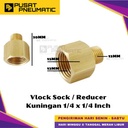 1/4" x 1/4" Male To Female Thread Fitting Connector Vlock Sock Nepel Brass Nipple Reducer Vlok Sok Kuningan Drat Luar 1/4 x Drat Dalam 1/4 Inch