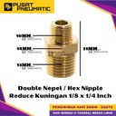 1/8" x 1/4" Male Thread Straight Fitting Connector Reducer Double Nepel Brass Hex Nipple Reduce Drat Luar Kuningan Size 1/8 x 1/4 Inch