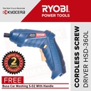 Ryobi Cordless Screw Driver HSD-360L Mesin Bor FREE BusaS02+FaceShield