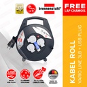 Brennenstuhl Kabel Roll 10 Meter Vario Line USB Charger - KBRL051 / Kabel Roll 3 Lubang / Colokan Listrik / Teriminal Listrik / Kabel Sambung / Colokan Sambung