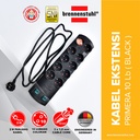 Brennenstuhl Stop Kontak 10 Lubang Primera Line 2 Meter Black / Stopkontak / Colokan Listrik / Terminal Listrik / Kabel Sambung / Colokan Sambung